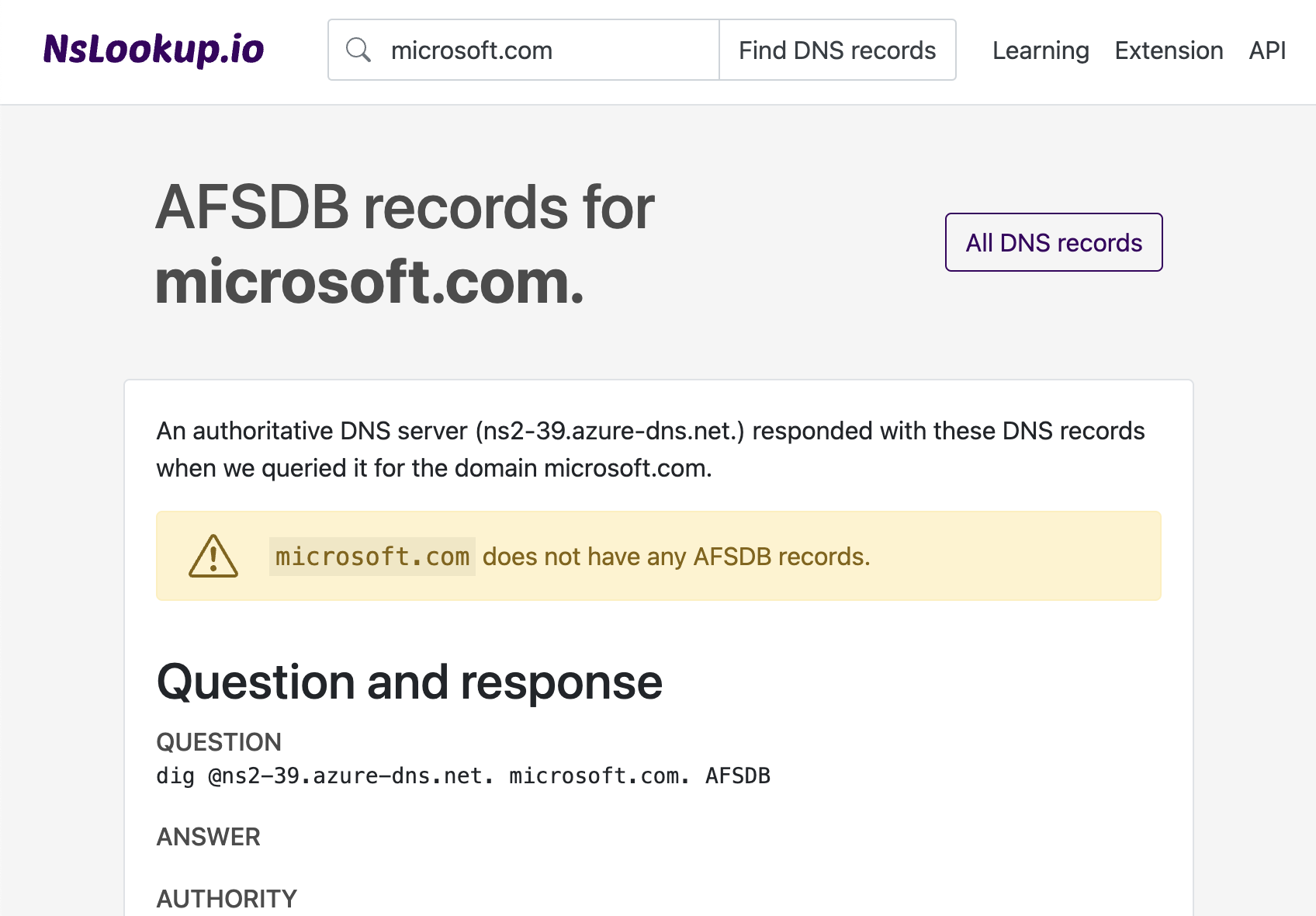 Example DNS AFSDB records