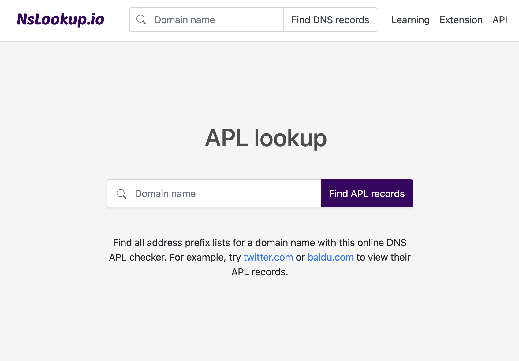 Open the APL lookup tool