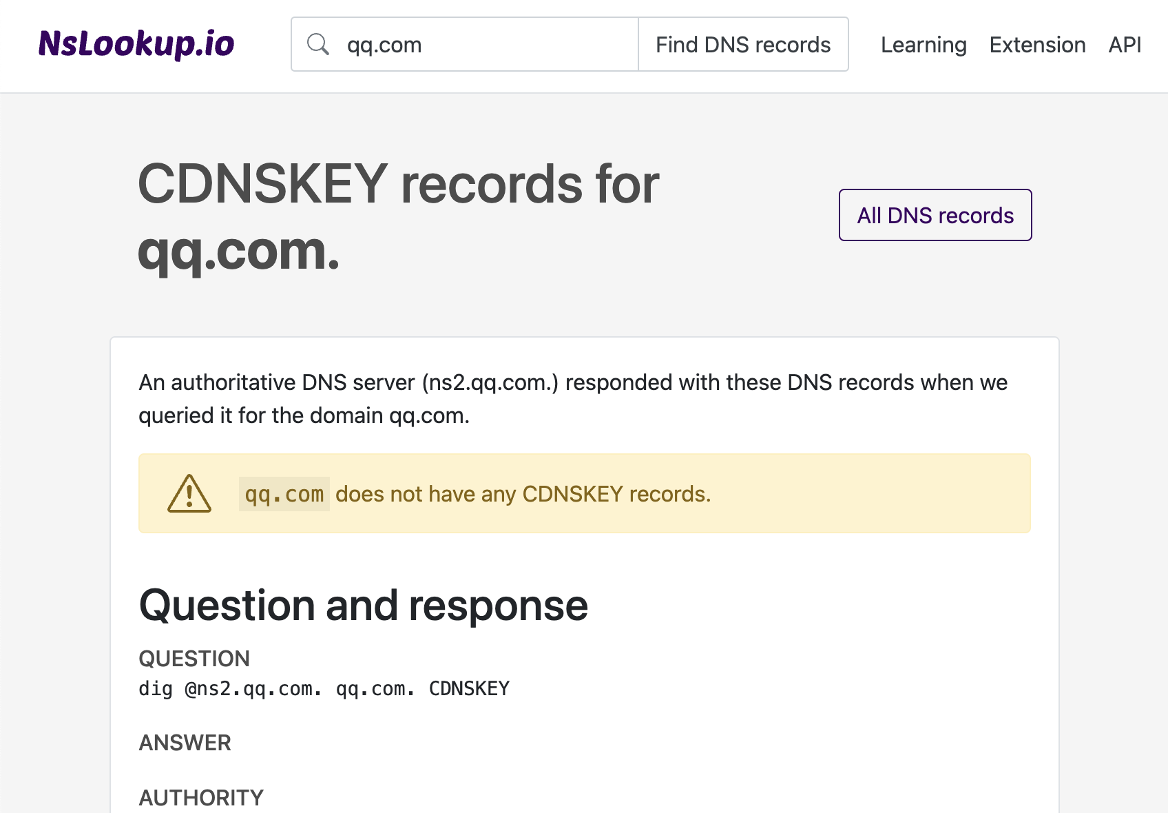 Example DNS CDNSKEY records