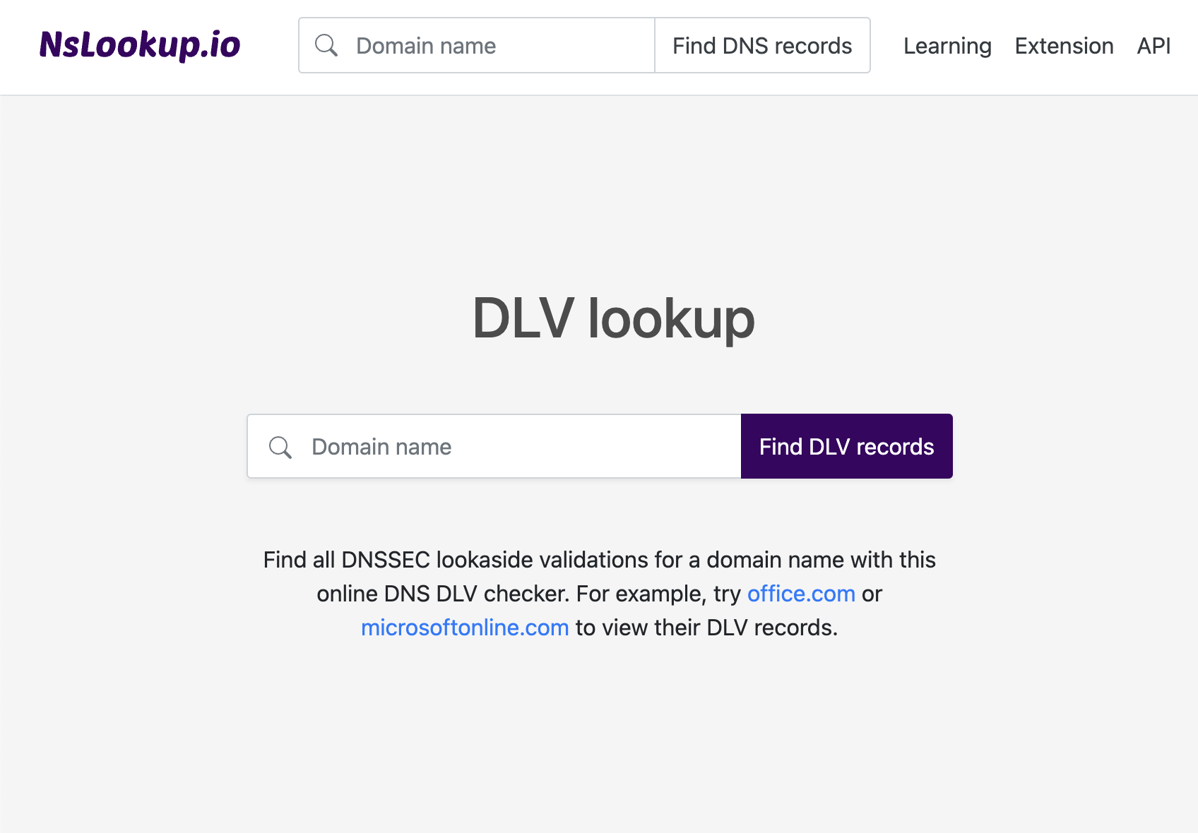 Open the DLV lookup tool