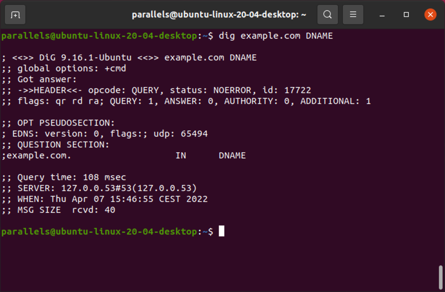 DNAME lookup in Linux