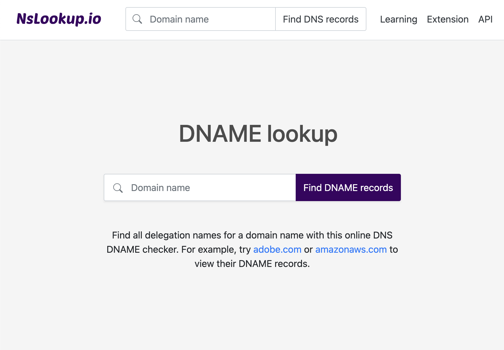 Open the DNAME lookup tool