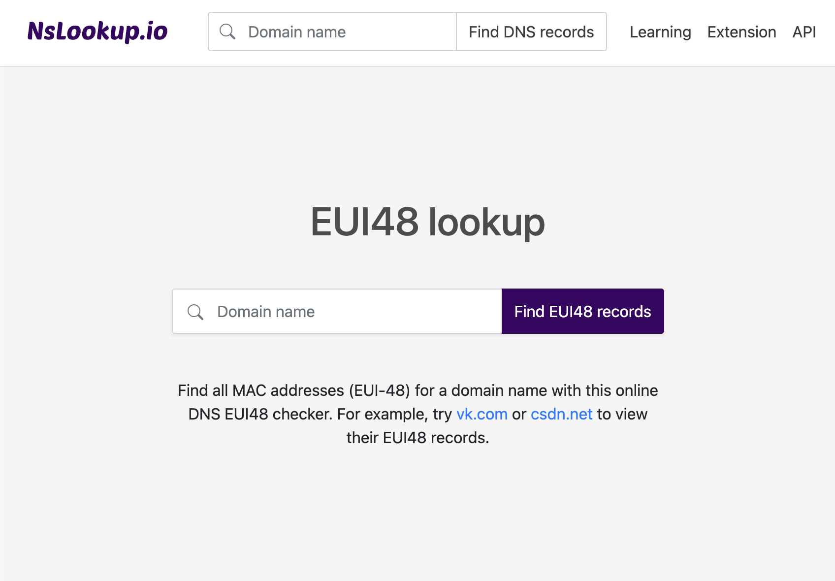 Open the EUI48 lookup tool
