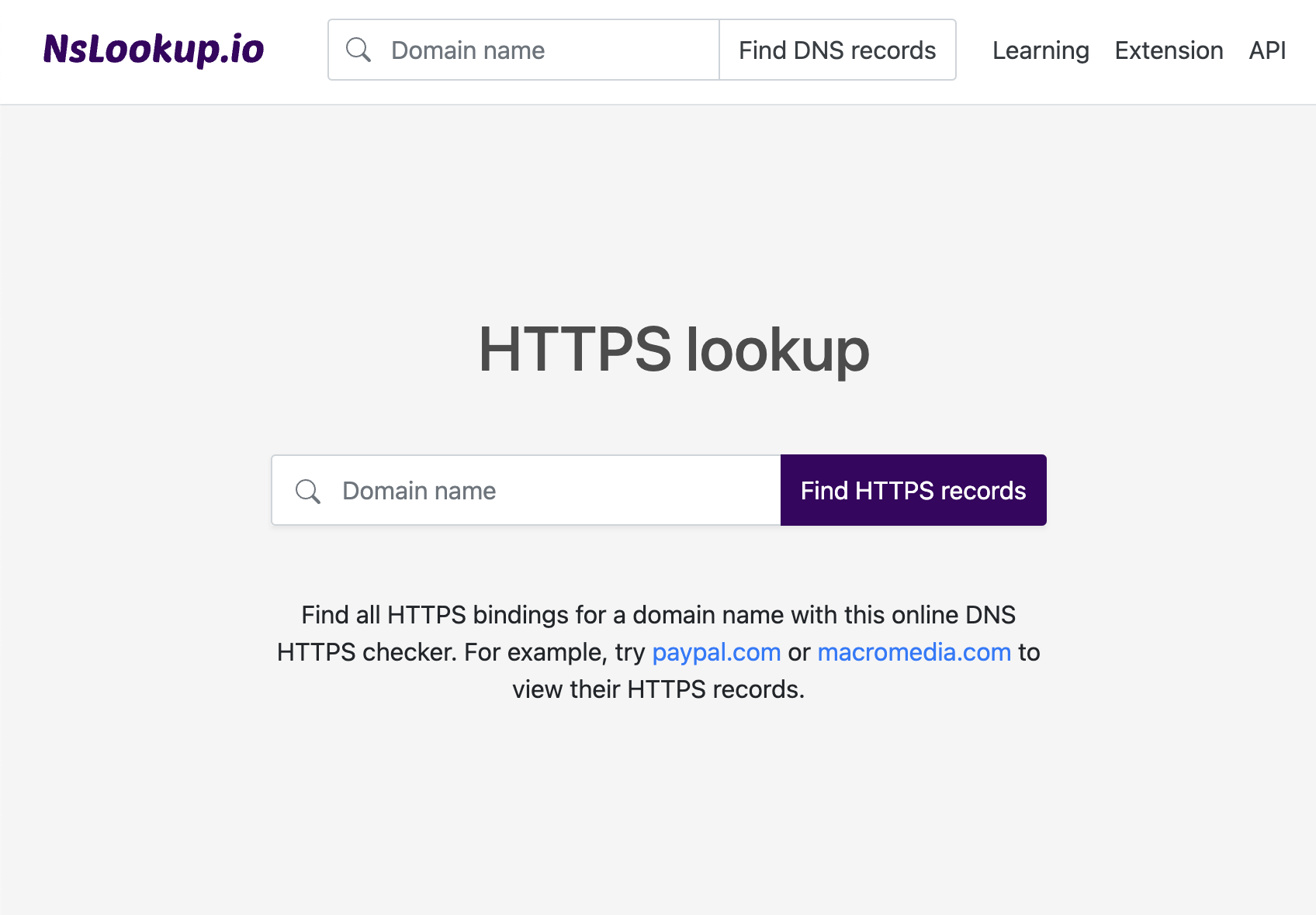 Open the HTTPS lookup tool