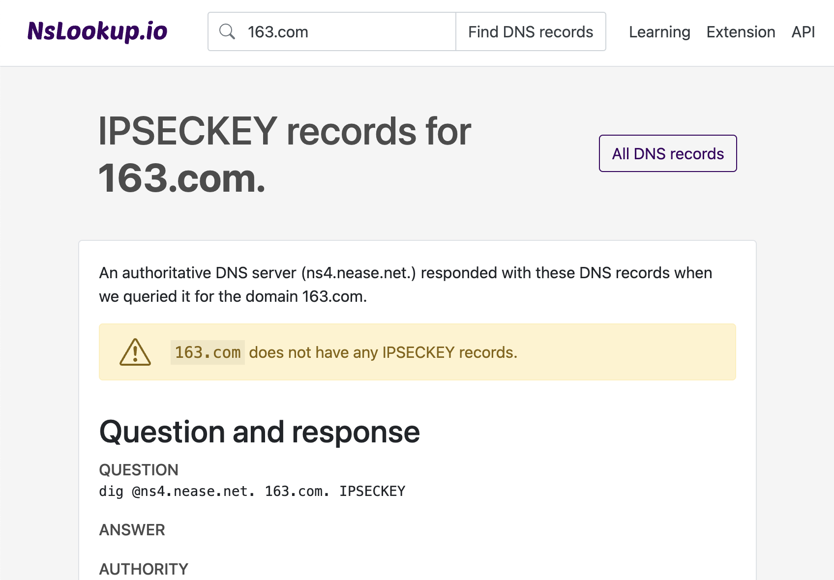 Example DNS IPSECKEY records