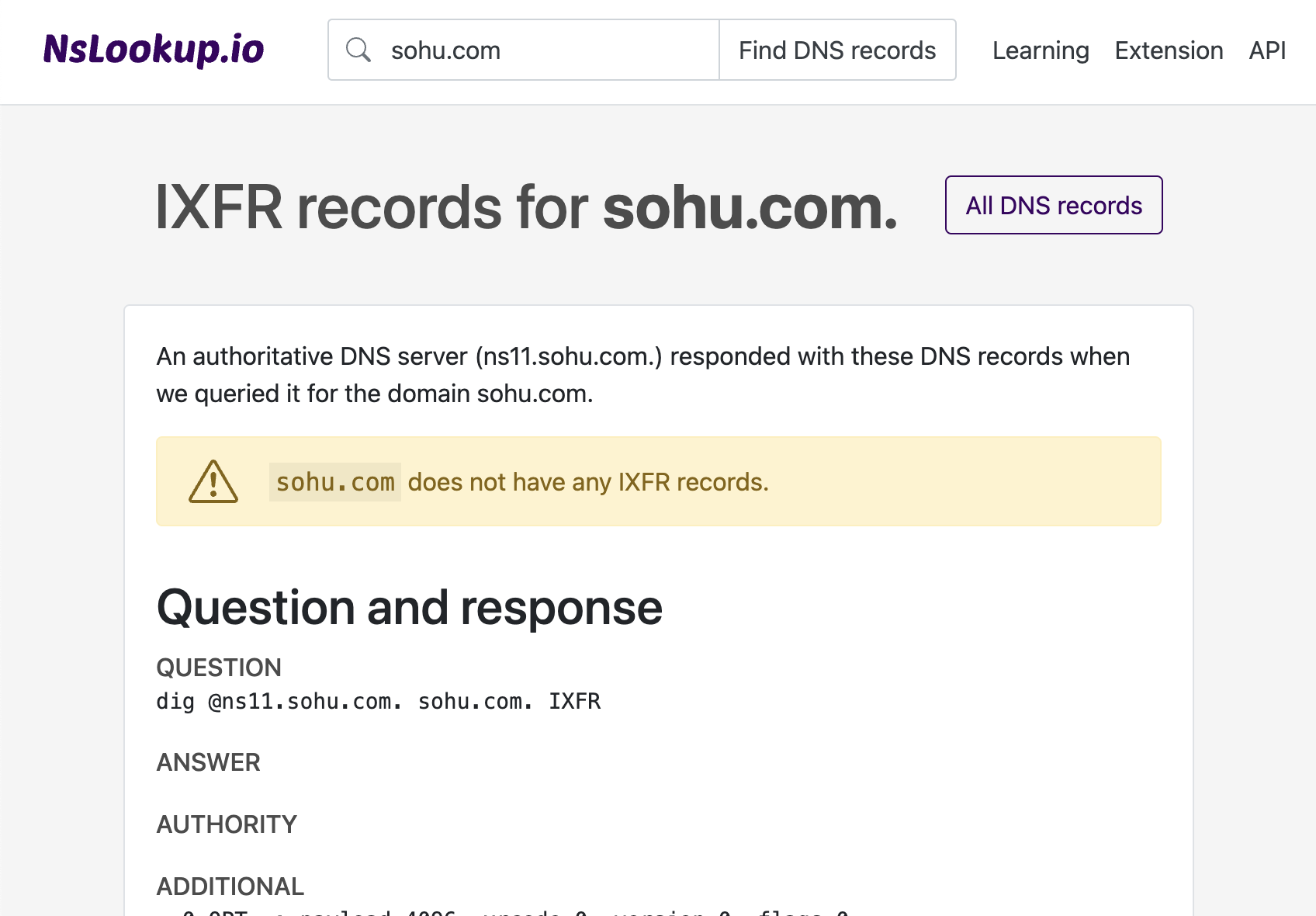Example DNS IXFR records
