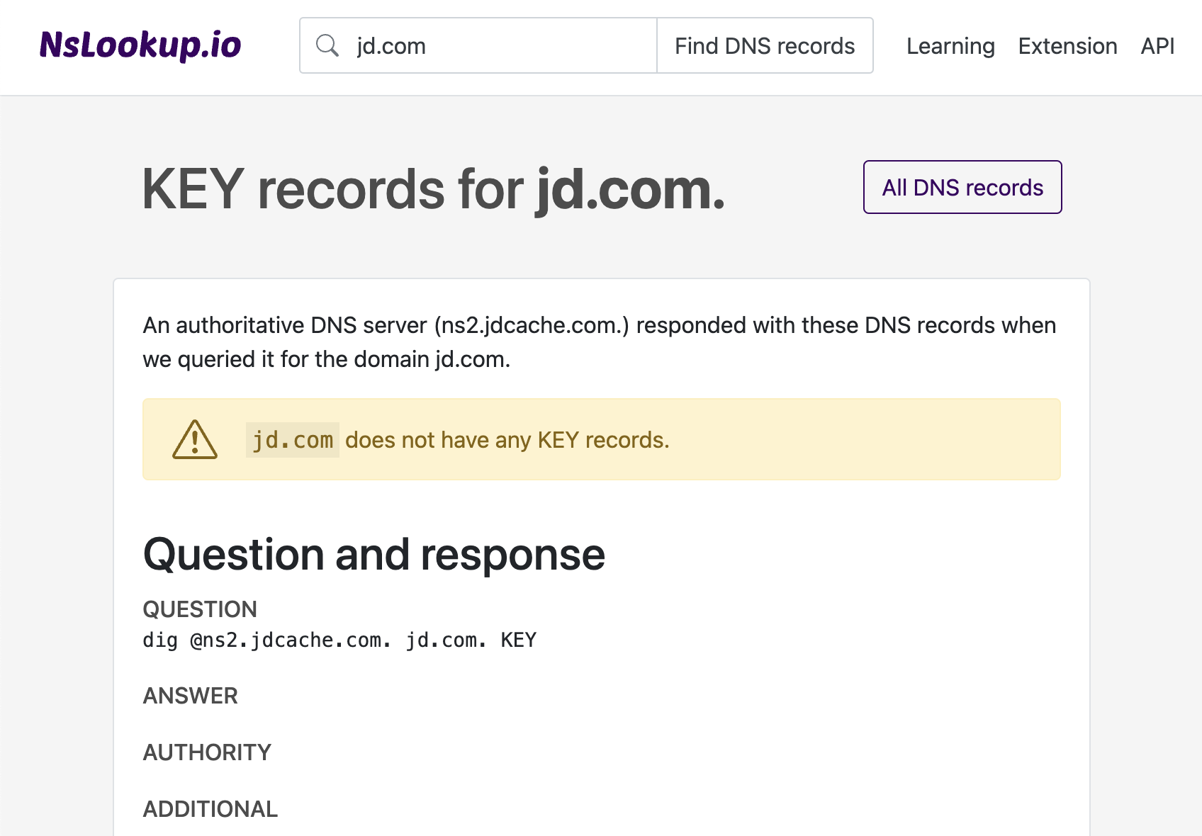 Example DNS KEY records