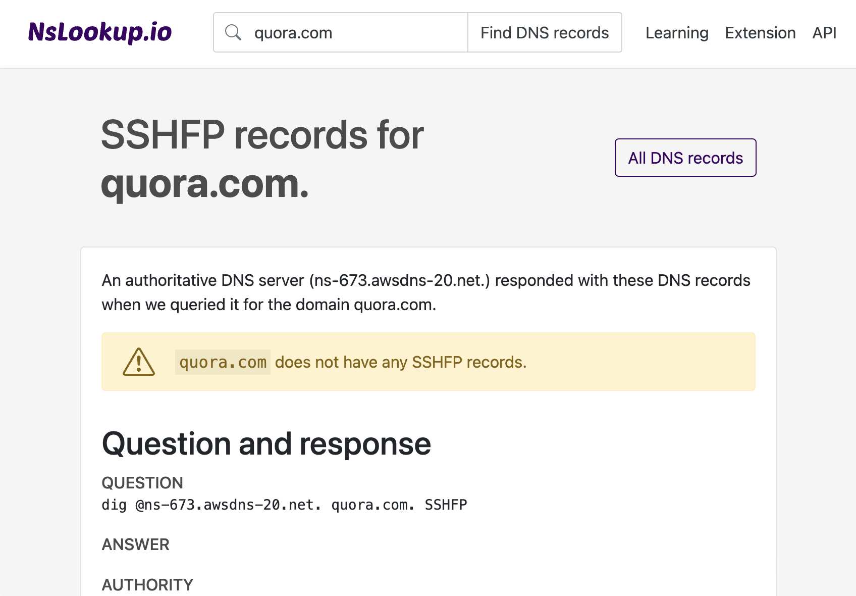 Example DNS SSHFP records