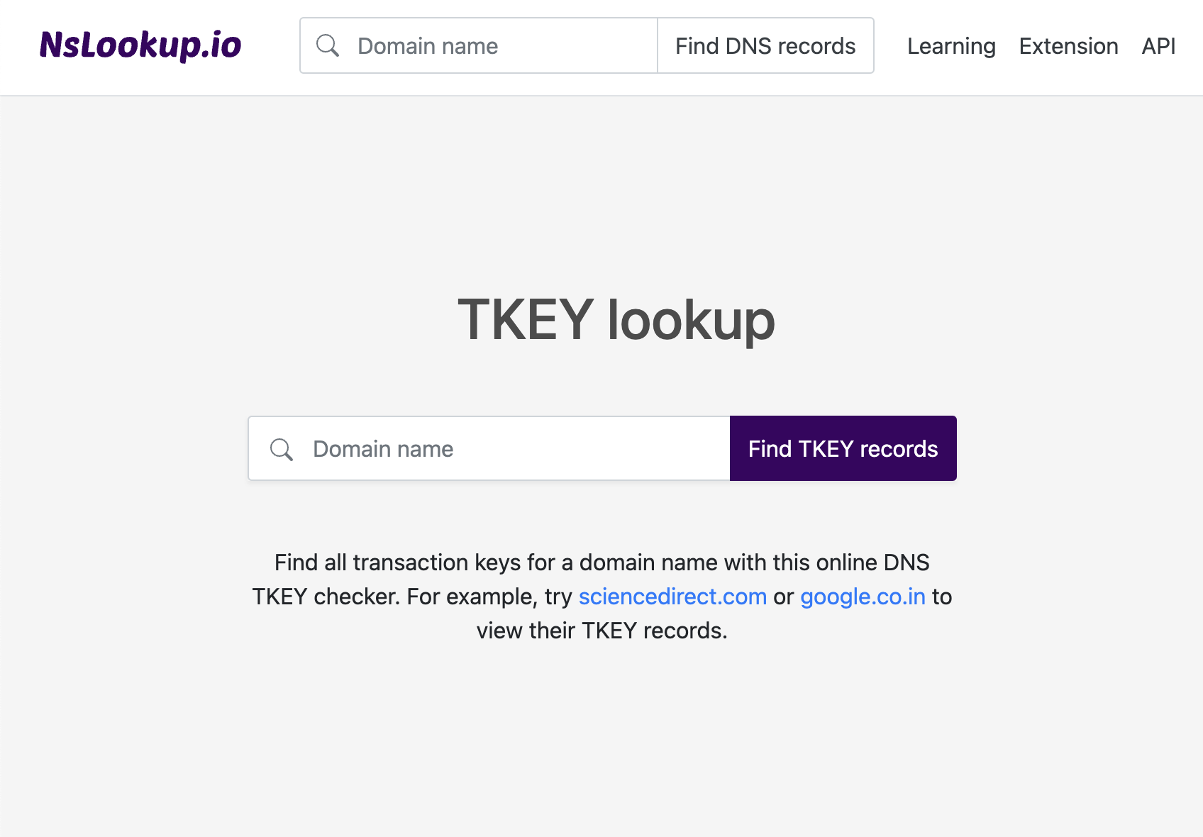 Open the TKEY lookup tool