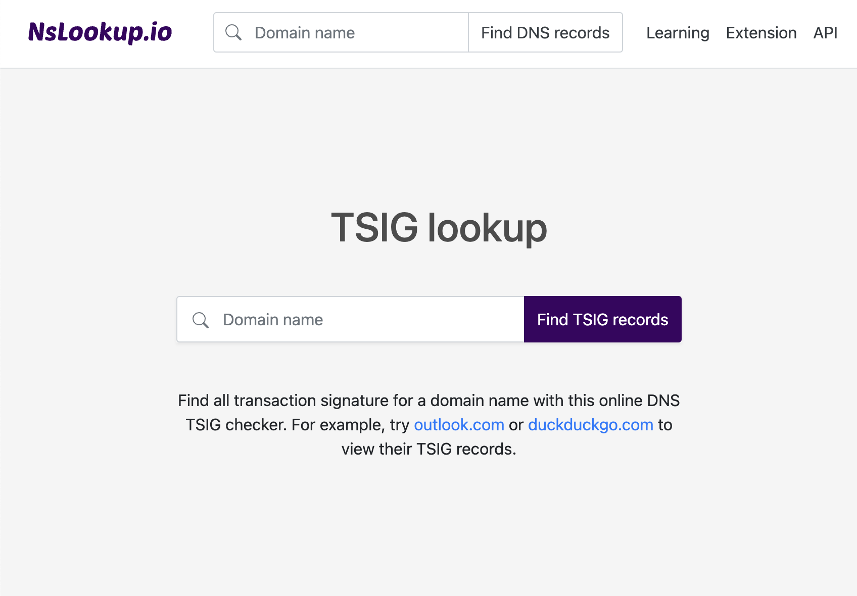 Open the TSIG lookup tool