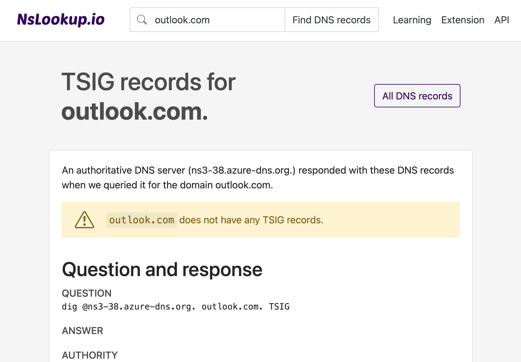 Example DNS TSIG records