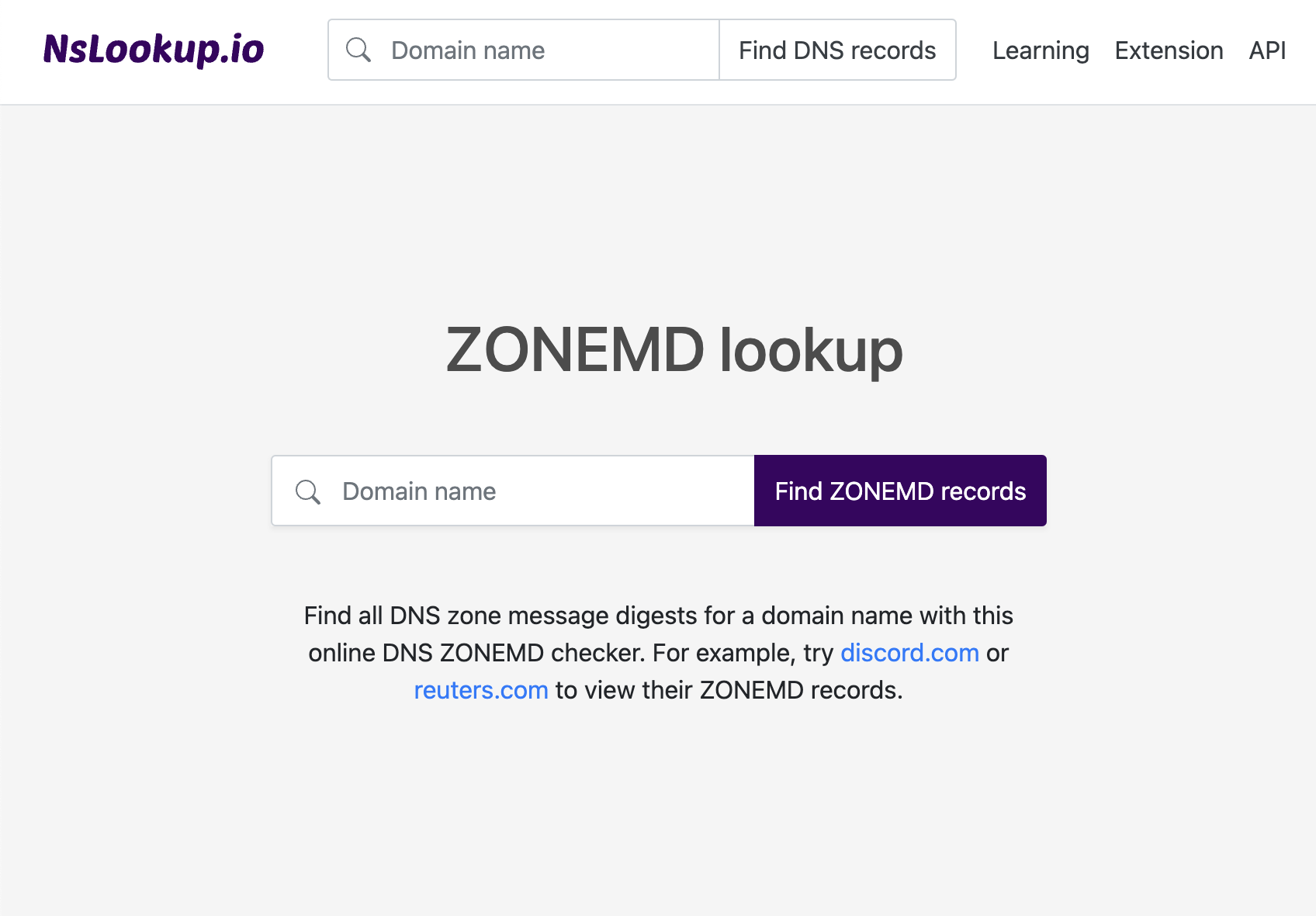 Open the ZONEMD lookup tool