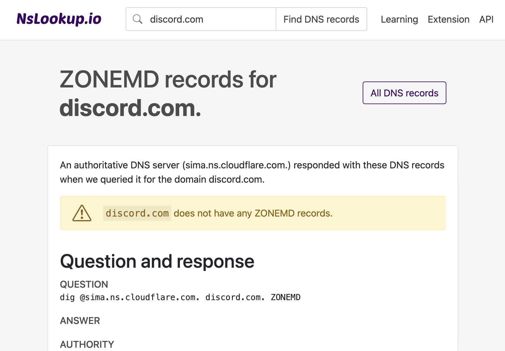 Example DNS ZONEMD records